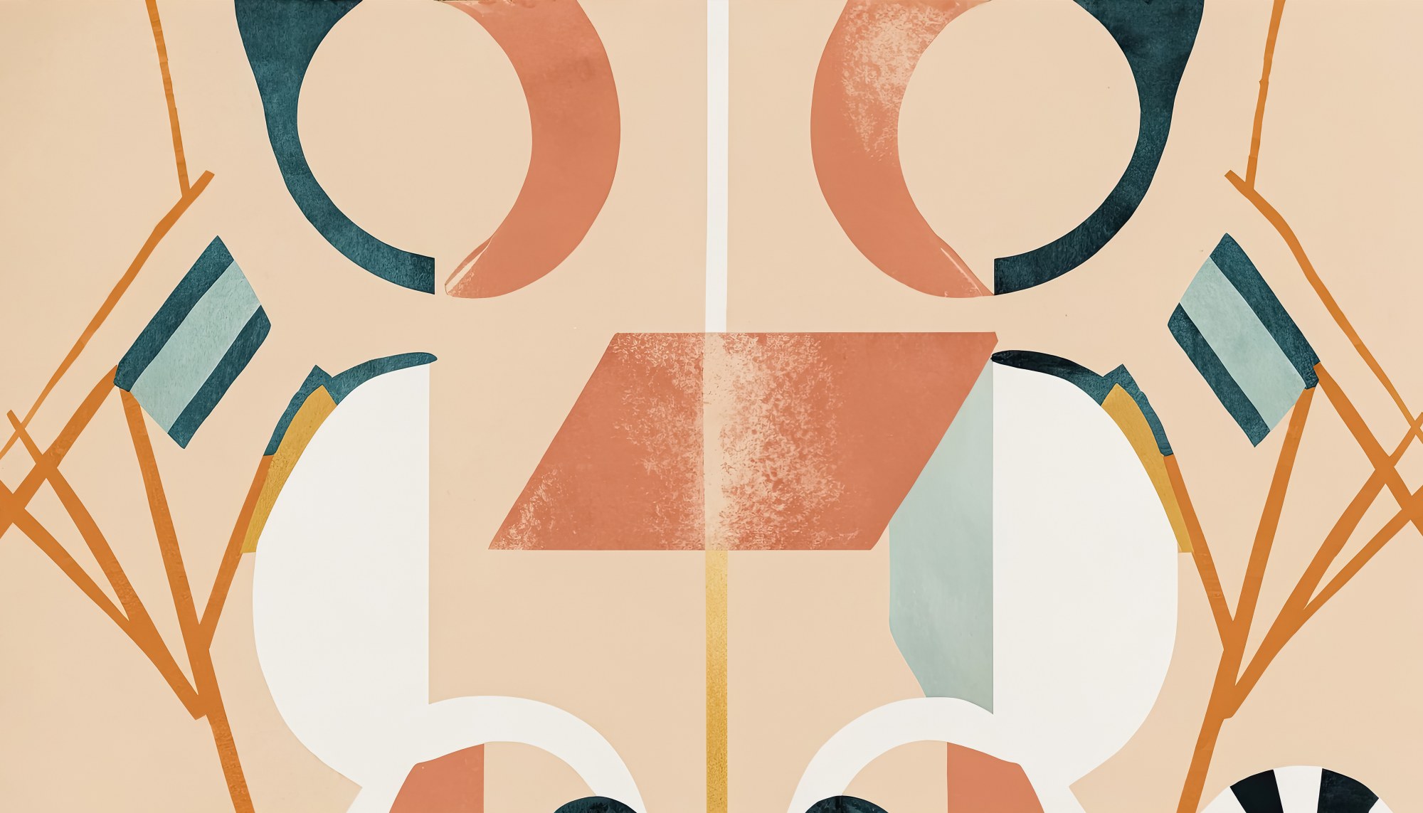 Mural Golden Hour Geometry 2 Wallpaper and Wall Murals South Africa Golden Hour Geometry, geometric shapes in terracotta and teal mural - WallpaperOnline