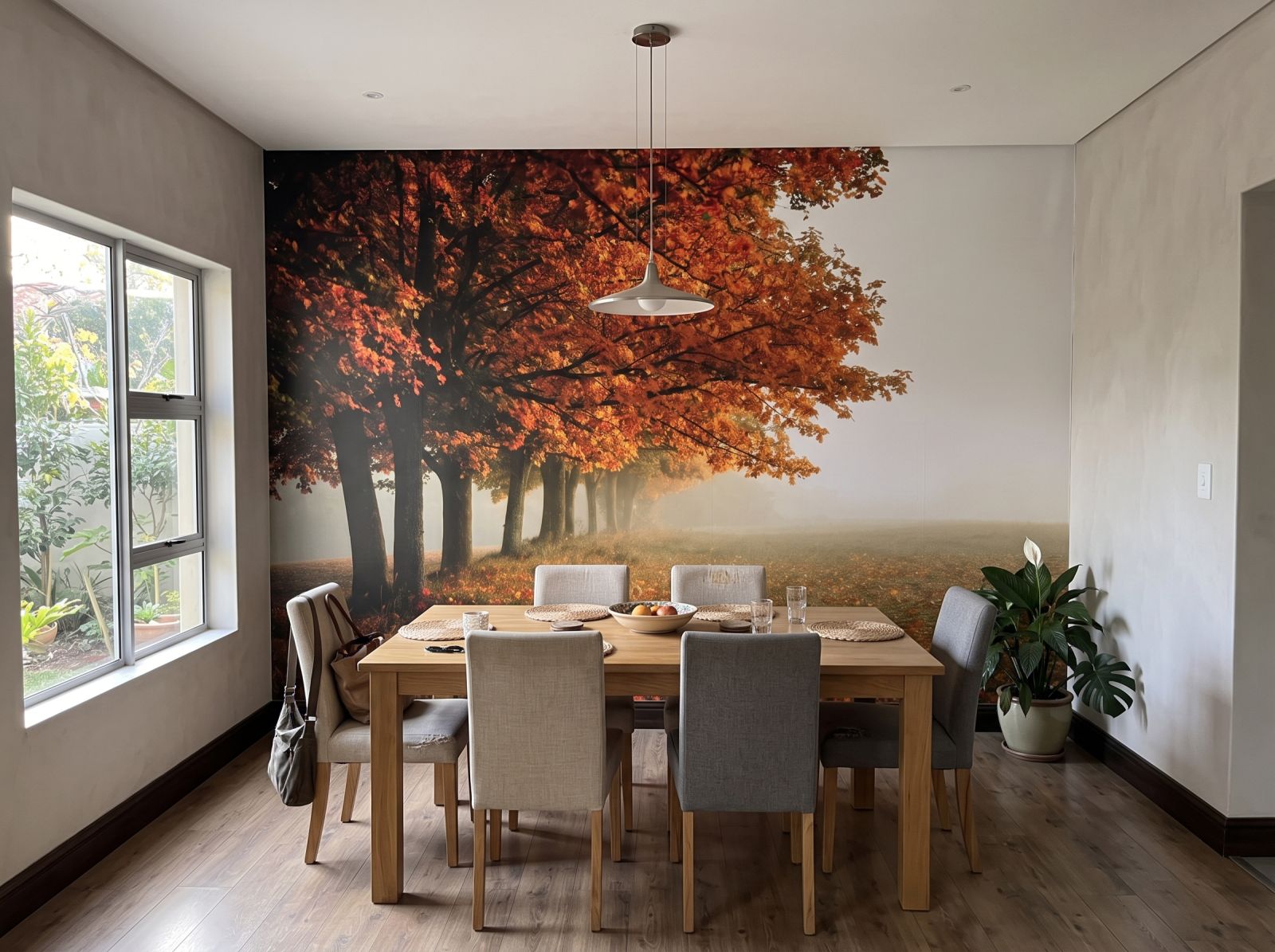 Autumn Stroll Forest Mural 3 Wallpaper and Wall Murals South Africa Autumn Stroll Forest Mural shown in a dining room