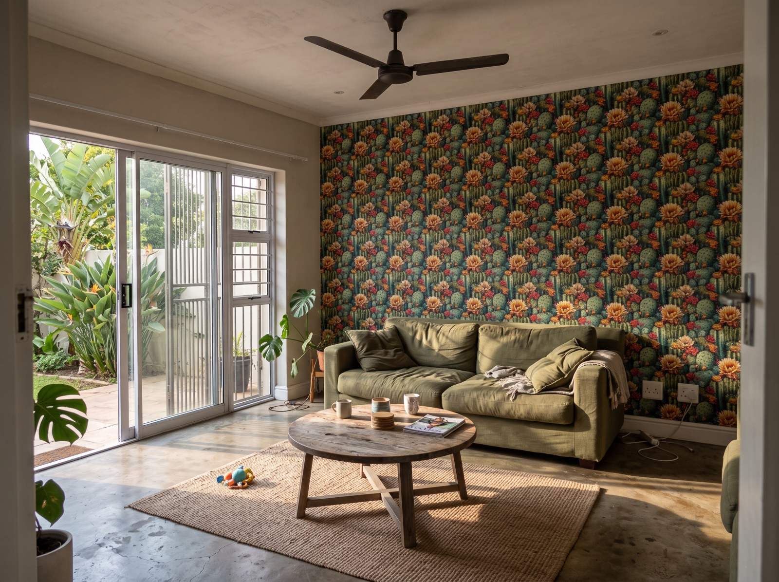 Verde Oasis Wallpaper 1 Wallpaper and Wall Murals South Africa Verde Oasis Wallpaper shown in a living room