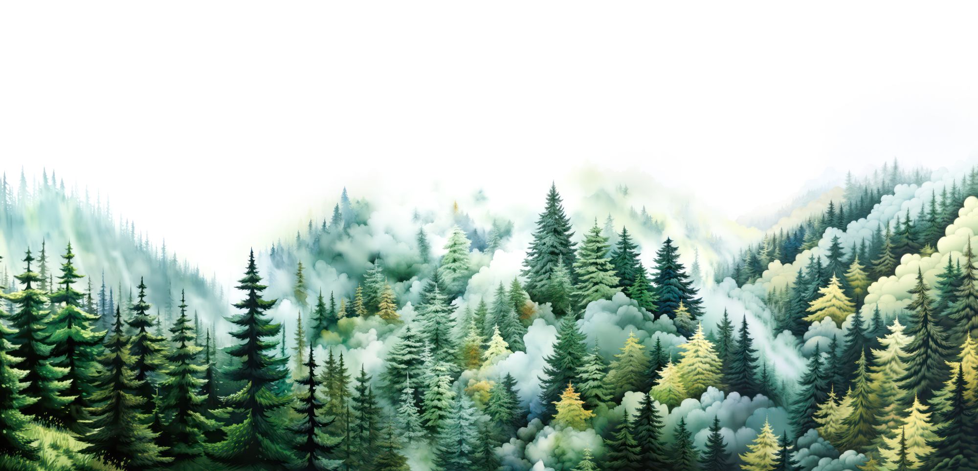 Mural Misty Forest Serenity 2 Wallpaper and Wall Murals South Africa Mural Misty Forest Serenity, pine forest in mist in green mural - WallpaperOnline