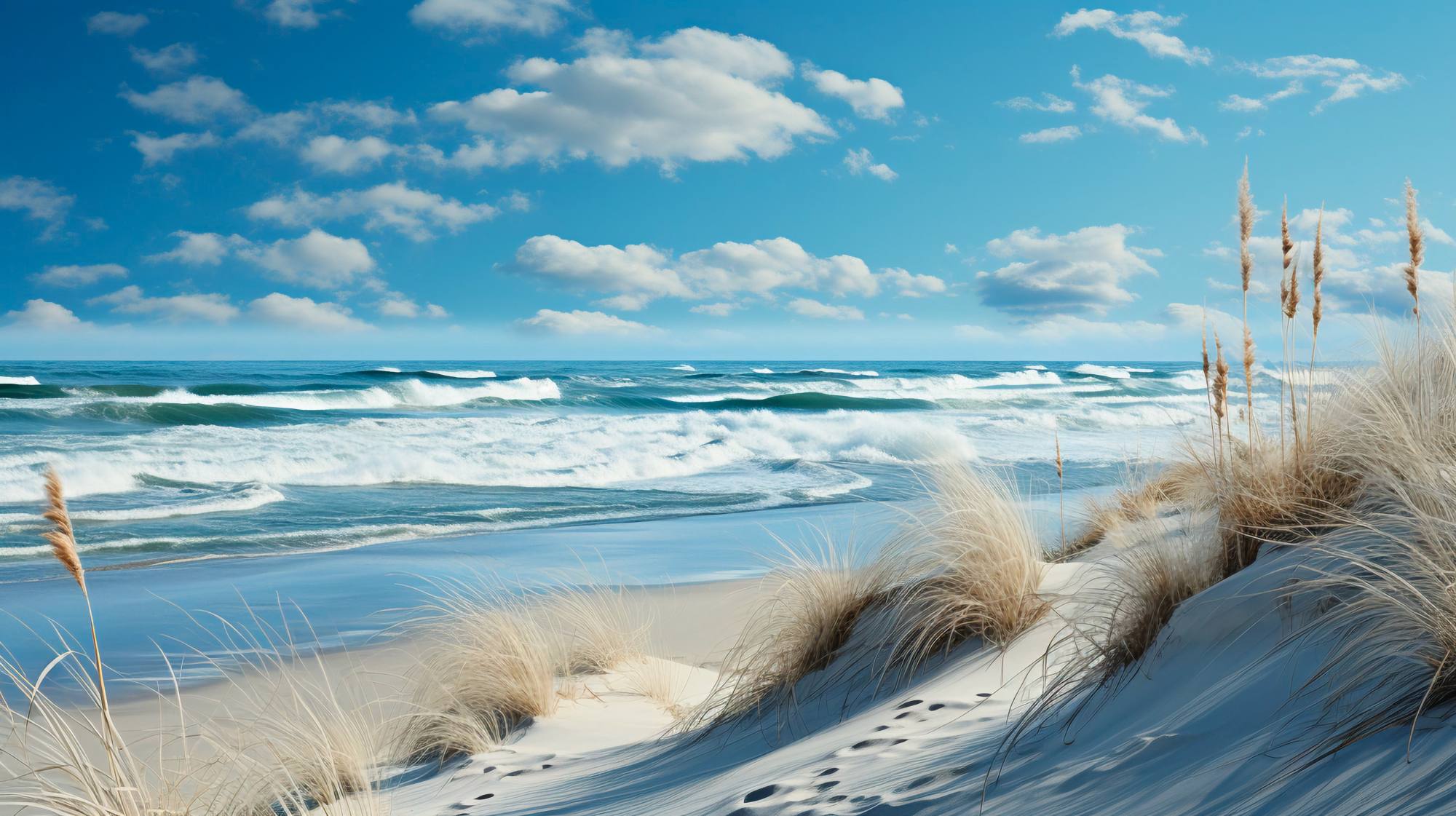 Mural Sea Grass 2 Wallpaper and Wall Murals South Africa Mural Sea Grass, coastal dune scene in blue, white and sand mural - WallpaperOnline