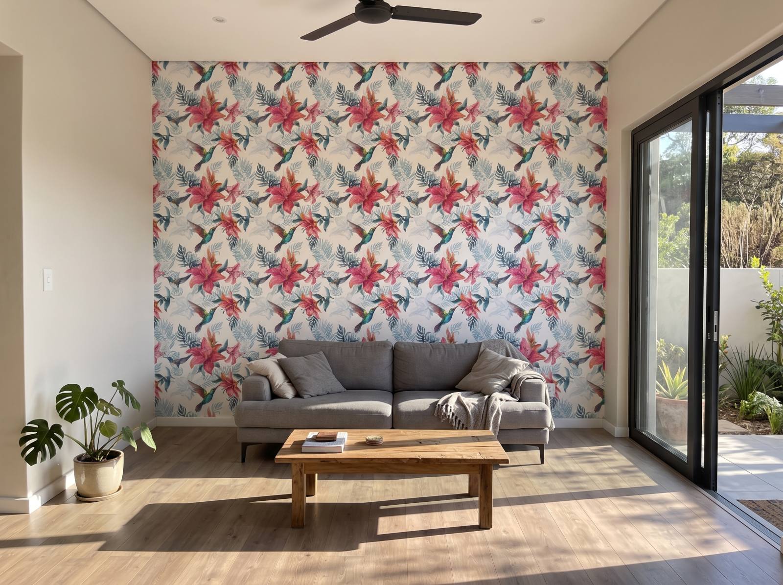 Feathered Friends Light Wallpaper 3 Wallpaper and Wall Murals South Africa Feathered Friends Light Wallpaper shown in a living room