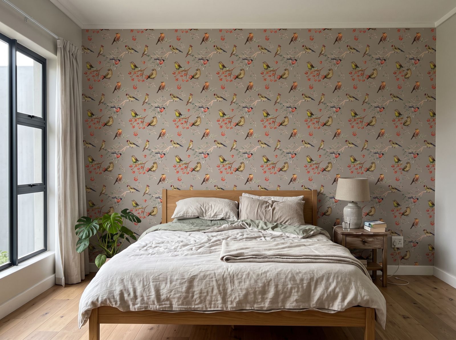 Feathered Friends Smoke Wallpaper 1 Wallpaper and Wall Murals South Africa Feathered Friends Smoke Wallpaper shown in a bedroom