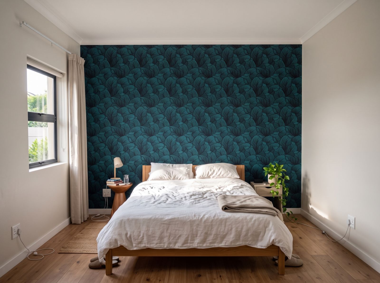 Teal Jungle Wallpaper 3 Wallpaper and Wall Murals South Africa Teal Jungle Wallpaper shown in a bedroom