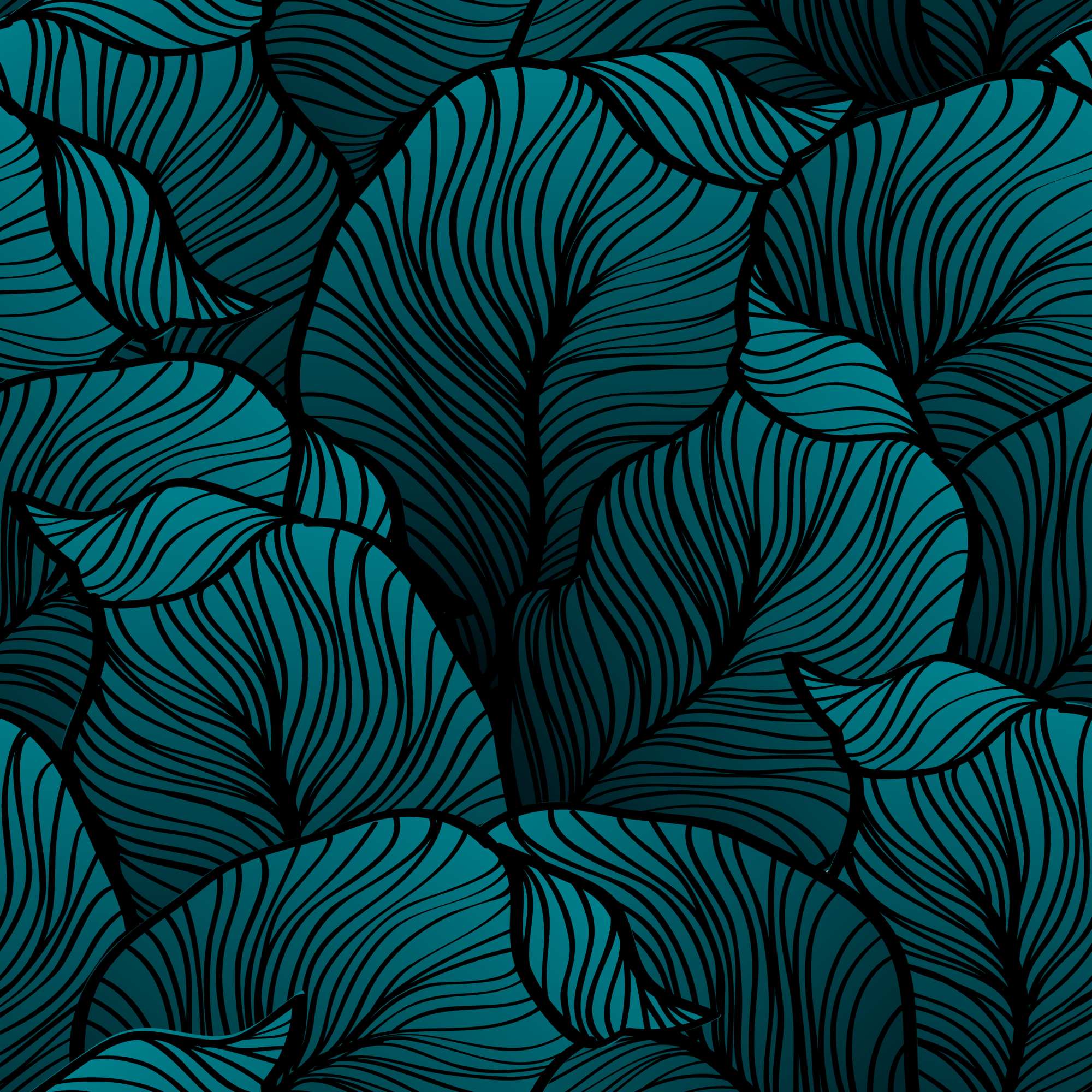 Teal Jungle Wallpaper 2 Wallpaper and Wall Murals South Africa Teal Jungle Wallpaper, jungle leaves in teal and black wallpaper - WallpaperOnline