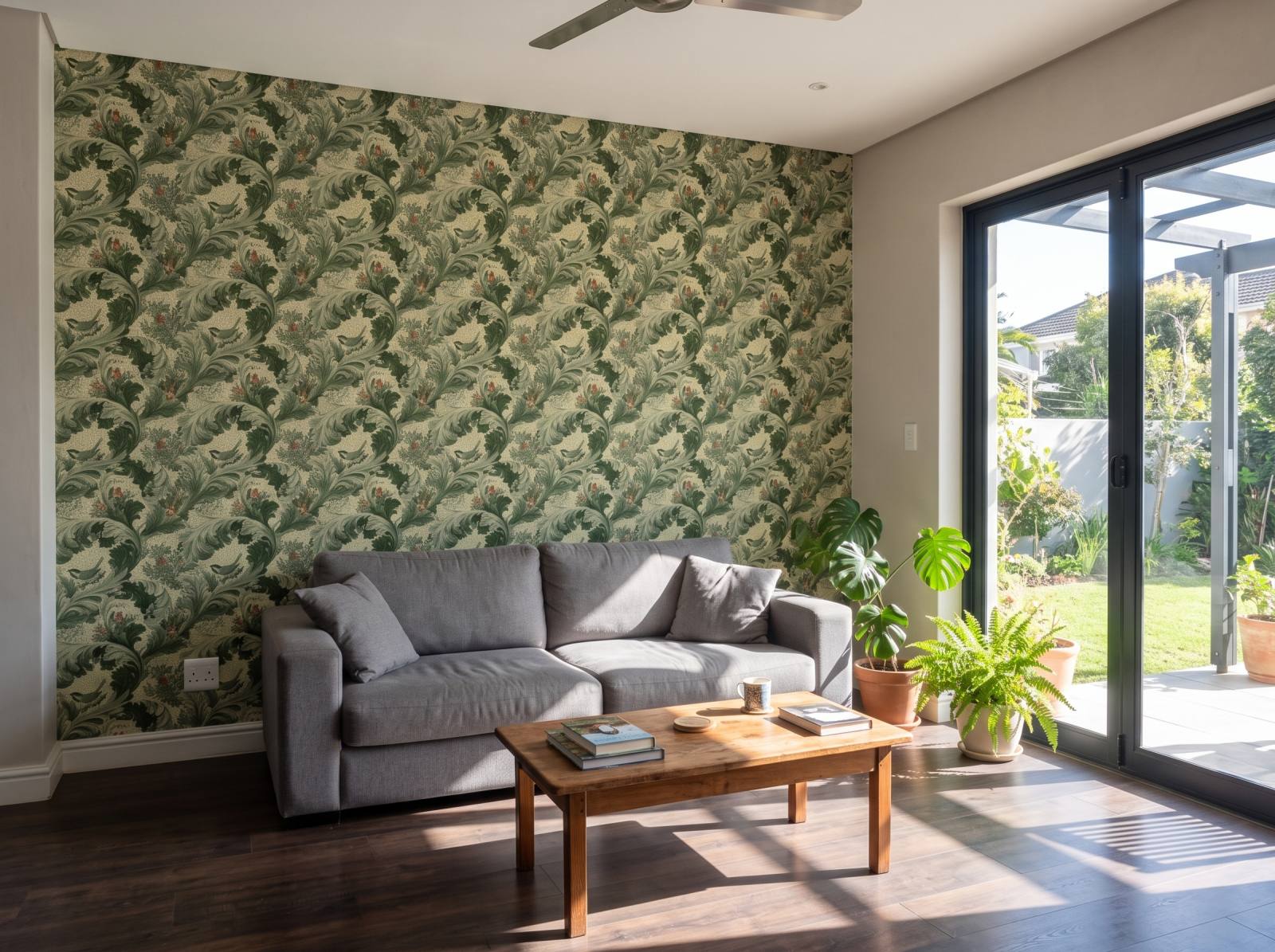 Acanthus Scroll Butter Clay 2 Wallpaper and Wall Murals South Africa Acanthus Scroll Butter Clay shown in a living room