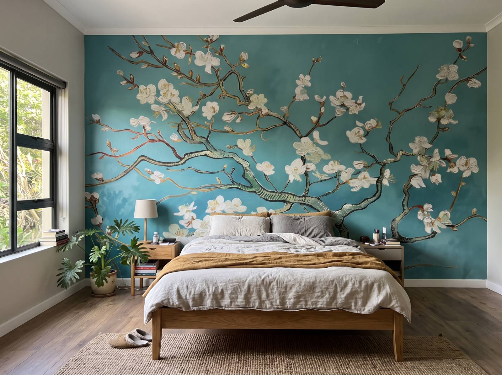Almond Blossom Mural 1 Wallpaper and Wall Murals South Africa Almond Blossom Mural shown in a bedroom
