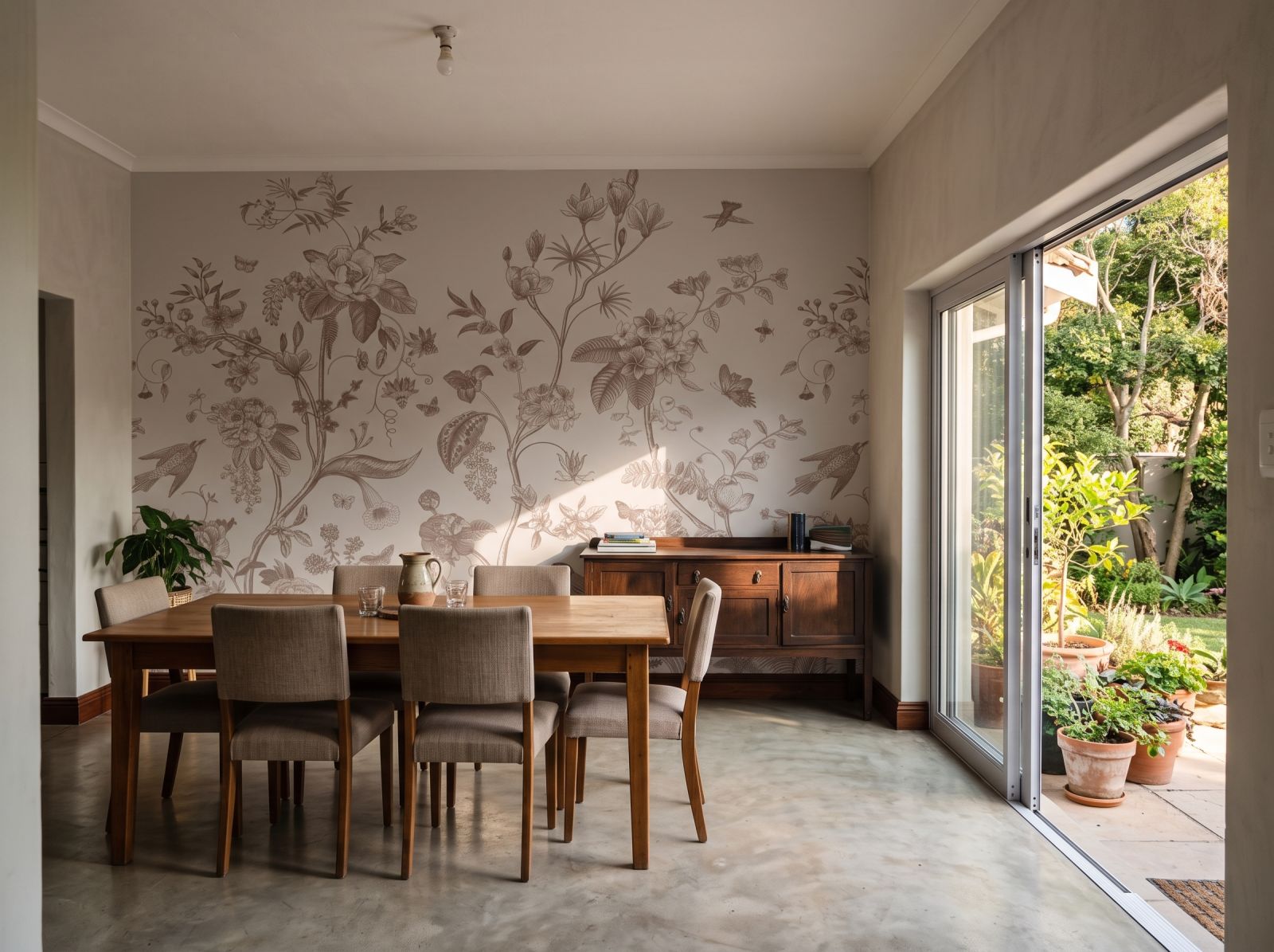 Babylon Mural Mocha 1 Wallpaper and Wall Murals South Africa Babylon Mural Mocha shown in a dining room
