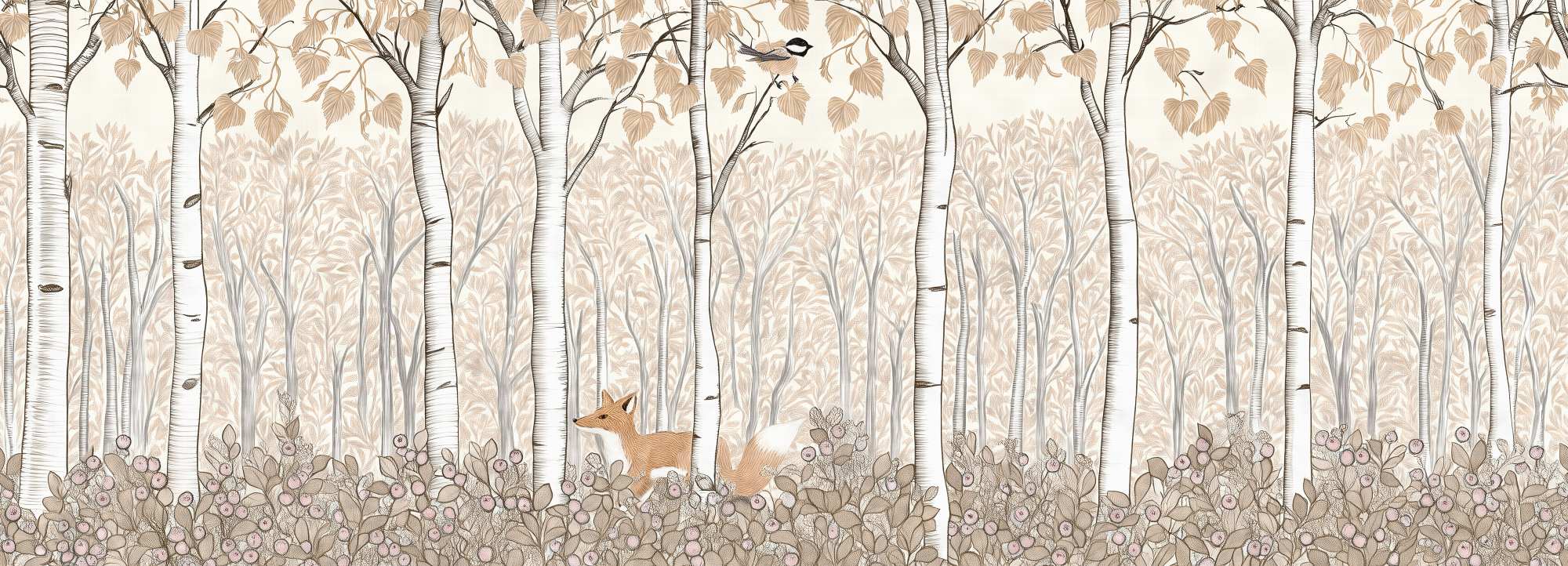 Birch Forest Kids Mural Antique 4 Wallpaper and Wall Murals South Africa Birch Forest Kids Mural Antique horizontal repeat tile