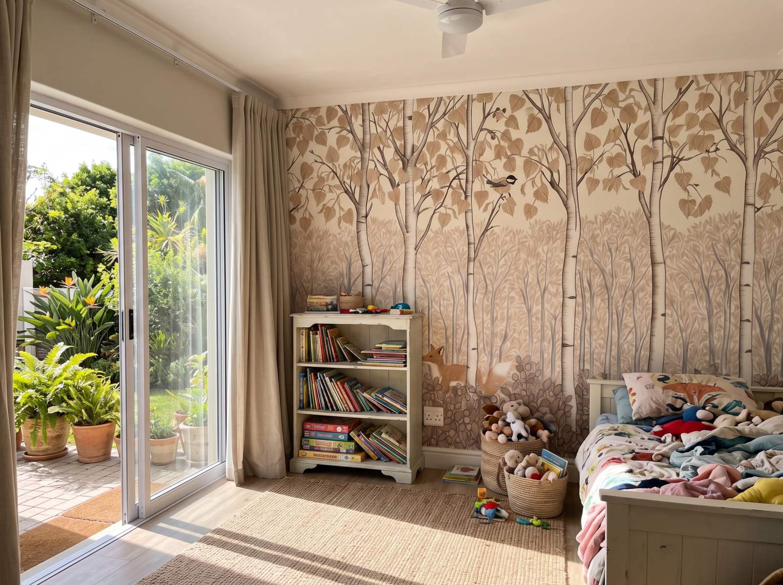 Birch Forest Kids Mural Antique 3 Wallpaper and Wall Murals South Africa Birch Forest Kids Mural Antique shown in a bedroom