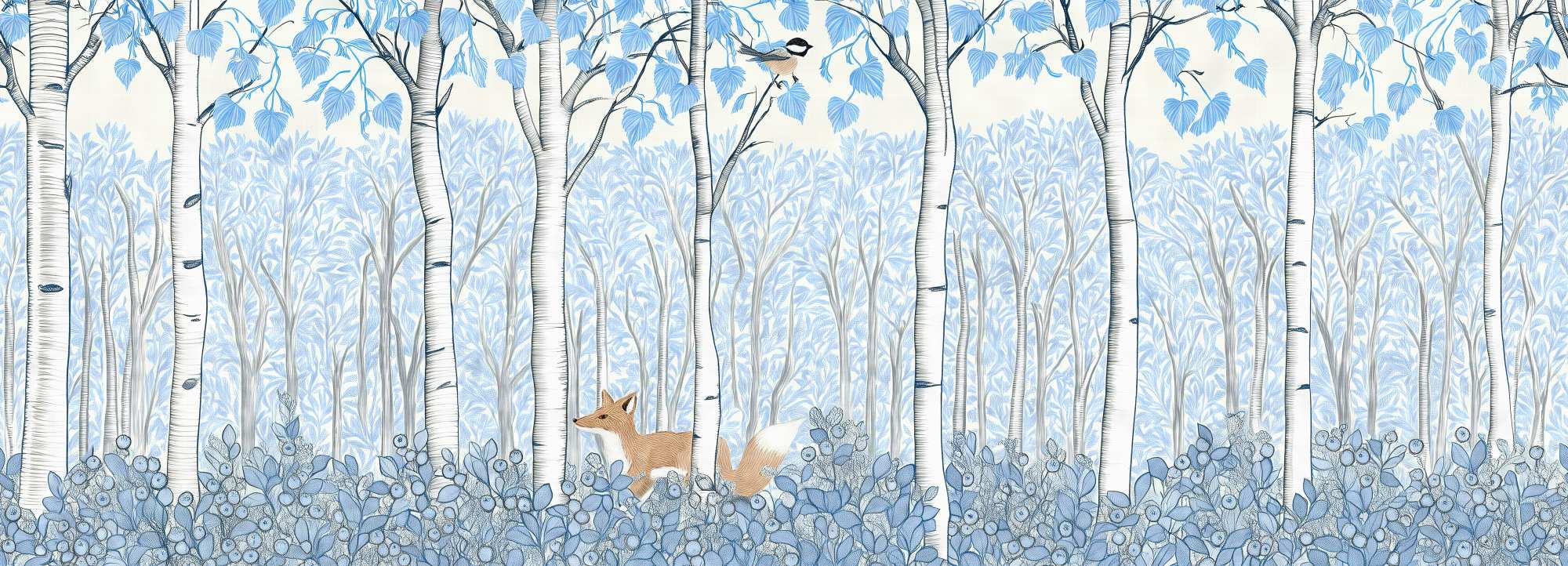 Birch Forest Kids Mural Delft 4 Wallpaper and Wall Murals South Africa Birch Forest Kids Mural Delft horizontal repeat tile