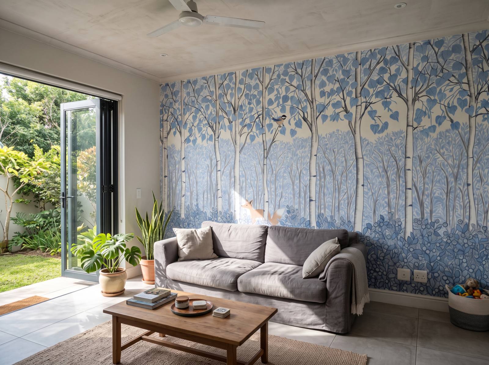Birch Forest Kids Mural Delft 3 Wallpaper and Wall Murals South Africa Birch Forest Kids Mural Delft shown in a bedroom
