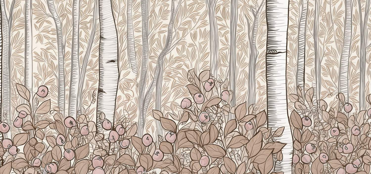 Birchberry Forest Mural Antique 5 Wallpaper and Wall Murals South Africa Birchberry Forest Mural Antique close-up showing texture and colour