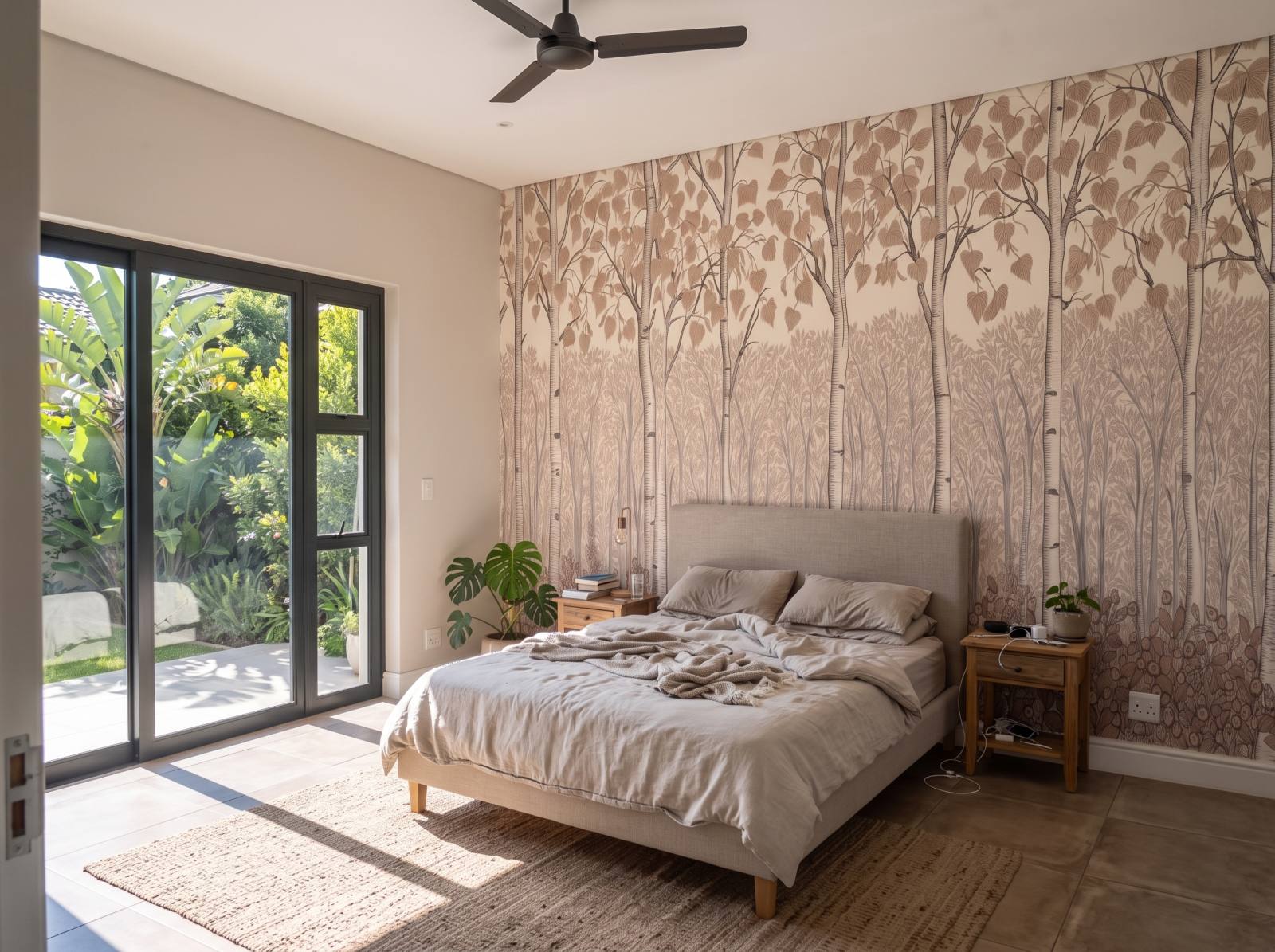 Birchberry Forest Mural Antique 3 Wallpaper and Wall Murals South Africa Birchberry Forest Mural Antique shown in a bedroom