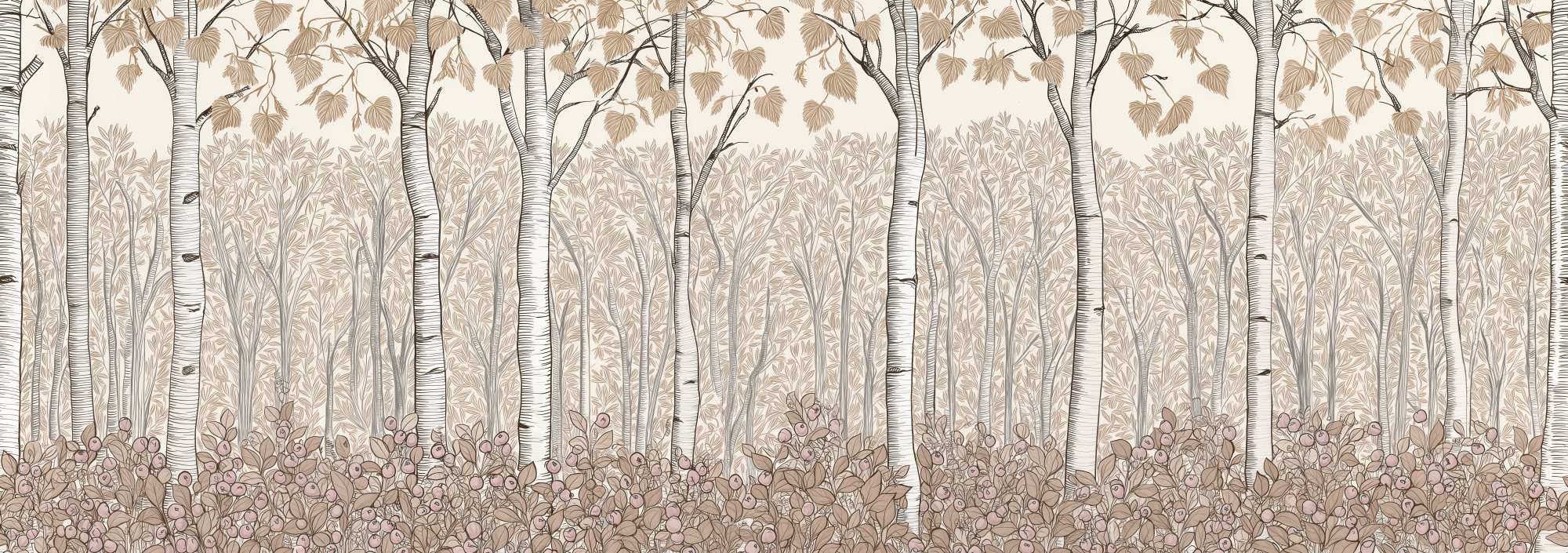 Birchberry Forest Mural Antique 2 Wallpaper and Wall Murals South Africa Birchberry Forest Mural Antique, birch trees in cream and tan mural - WallpaperOnline
