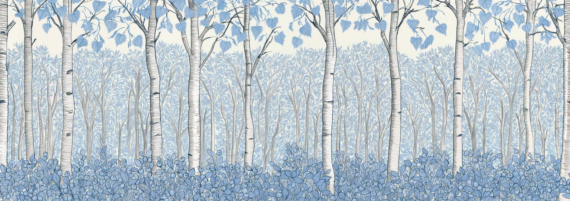Birchberry Forest Mural Delft 4 Wallpaper and Wall Murals South Africa Birchberry Forest Mural Delft horizontal repeat tile