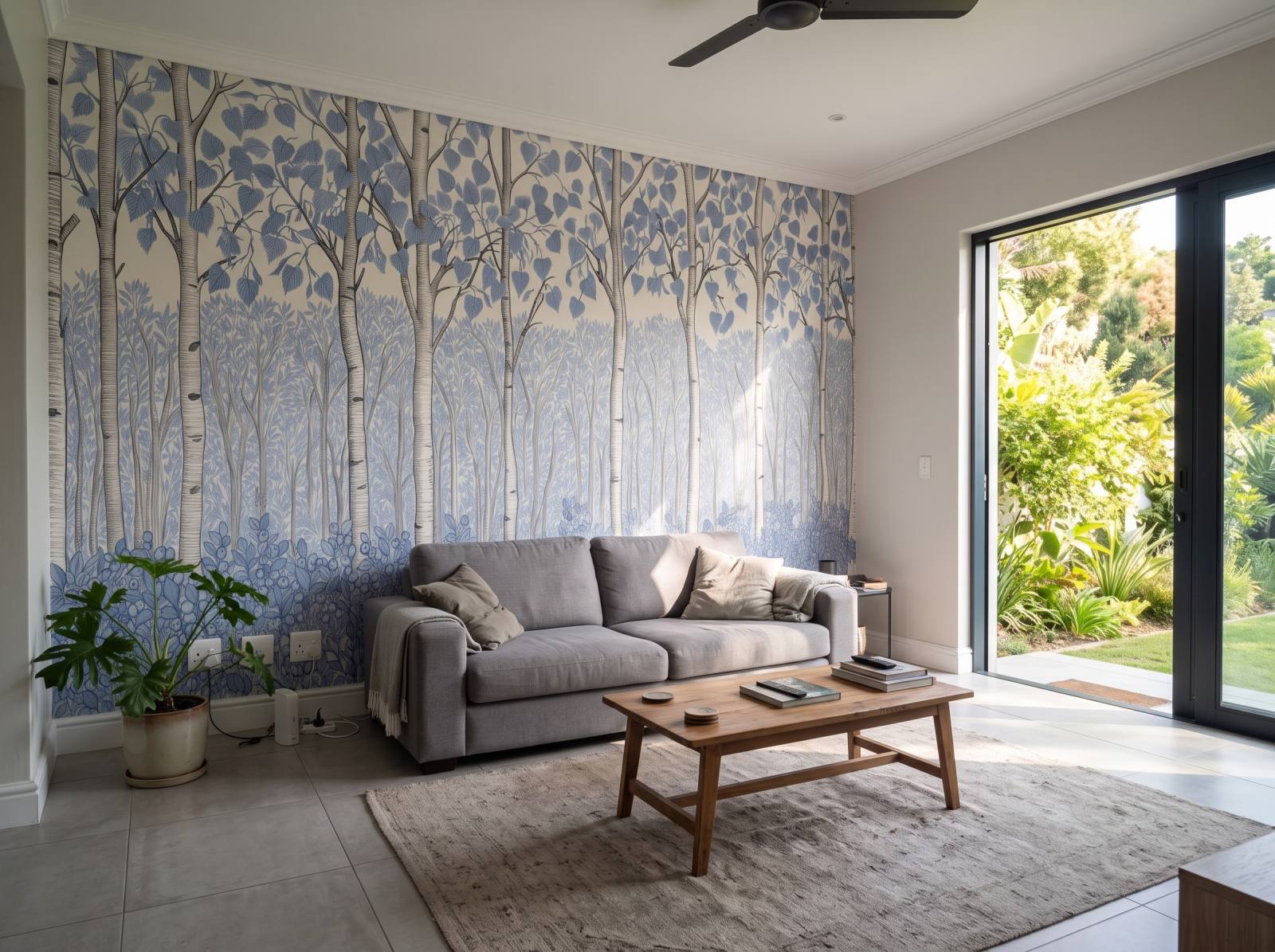 Birchberry Forest Mural Delft 3 Wallpaper and Wall Murals South Africa Birchberry Forest Mural Delft shown in a bedroom