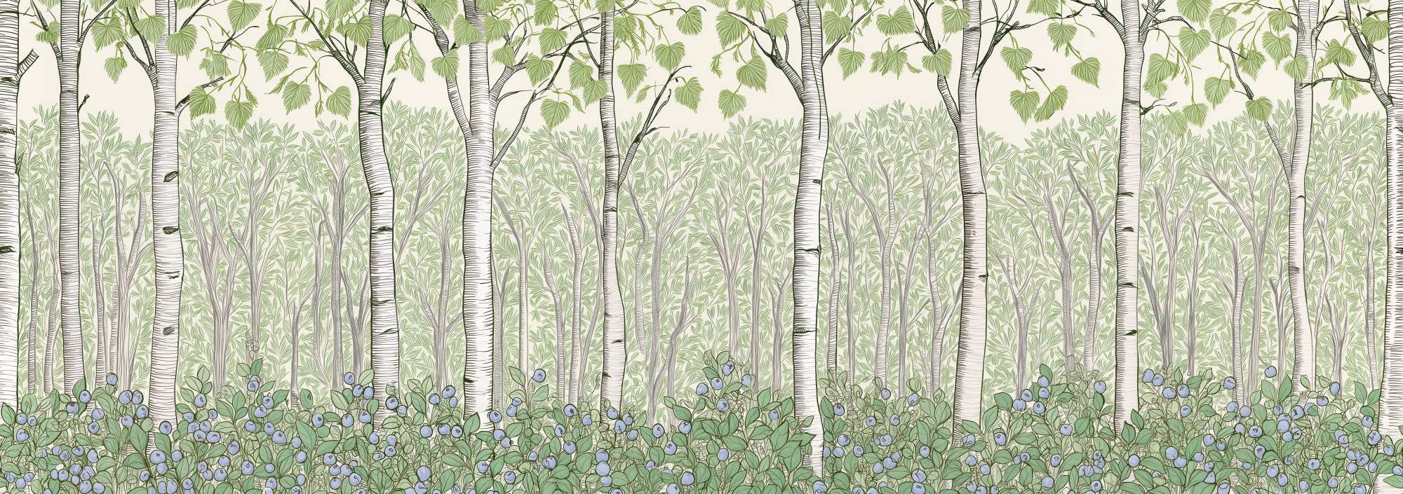 Birchberry Forest Mural Spring 4 Wallpaper and Wall Murals South Africa Birchberry Forest Mural Spring horizontal repeat tile