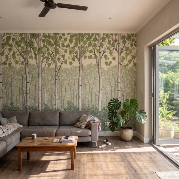 test color filter 13 Wallpaper and Wall Murals South Africa Birchberry Forest Mural Spring shown in a living room