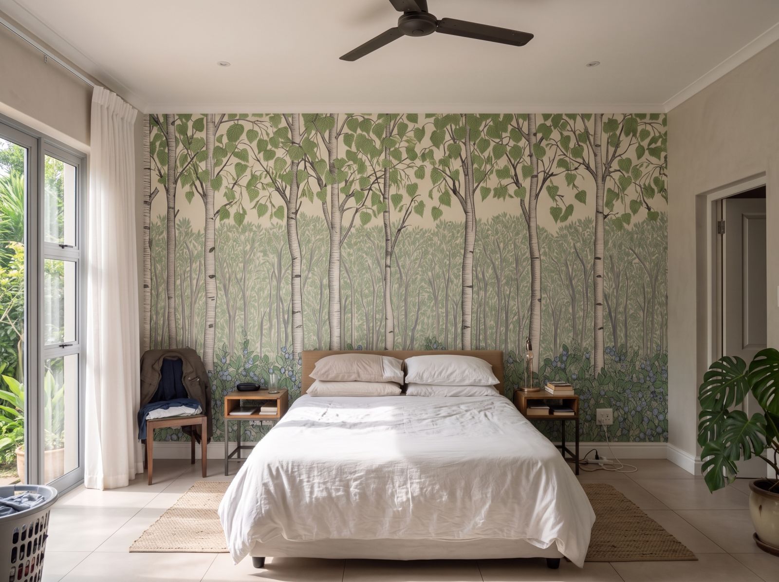 Birchberry Forest Mural Spring 3 Wallpaper and Wall Murals South Africa Birchberry Forest Mural Spring shown in a bedroom