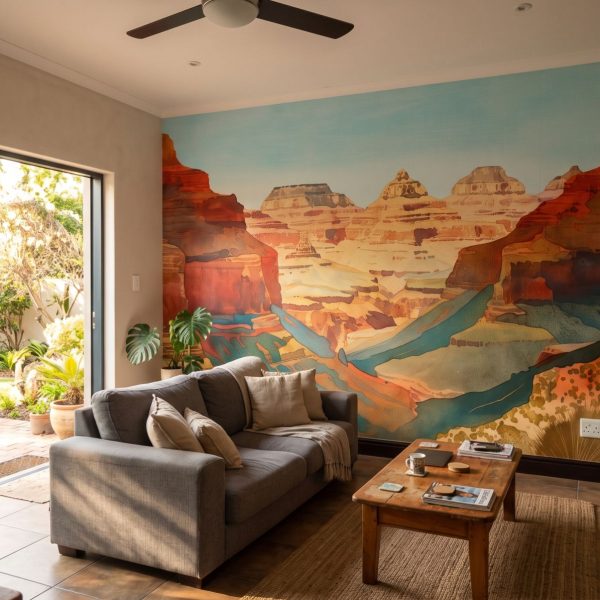 Canyon Vista Mural shown in a living room