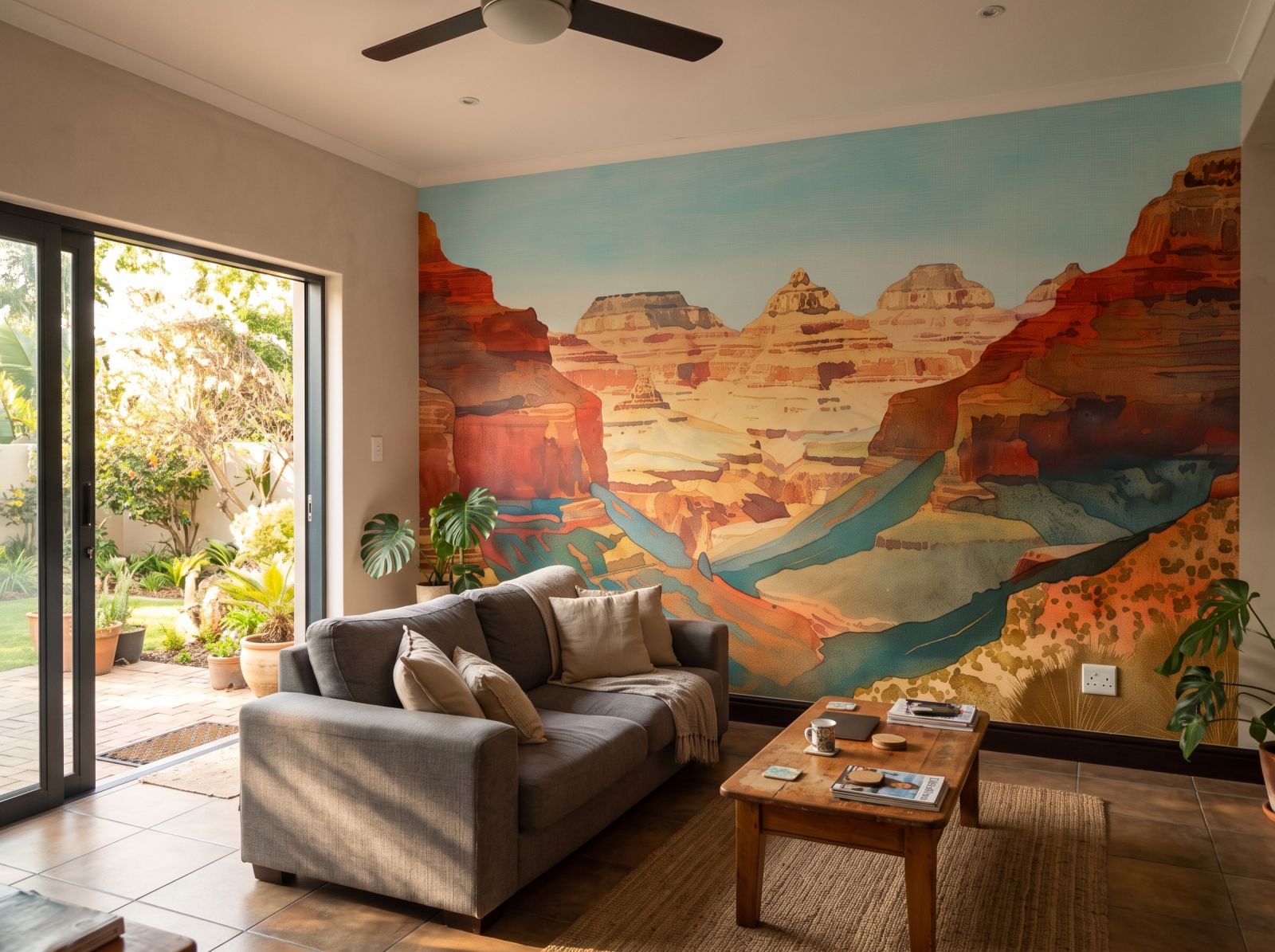 Canyon Vista Mural 1 Wallpaper and Wall Murals South Africa Canyon Vista Mural shown in a living room