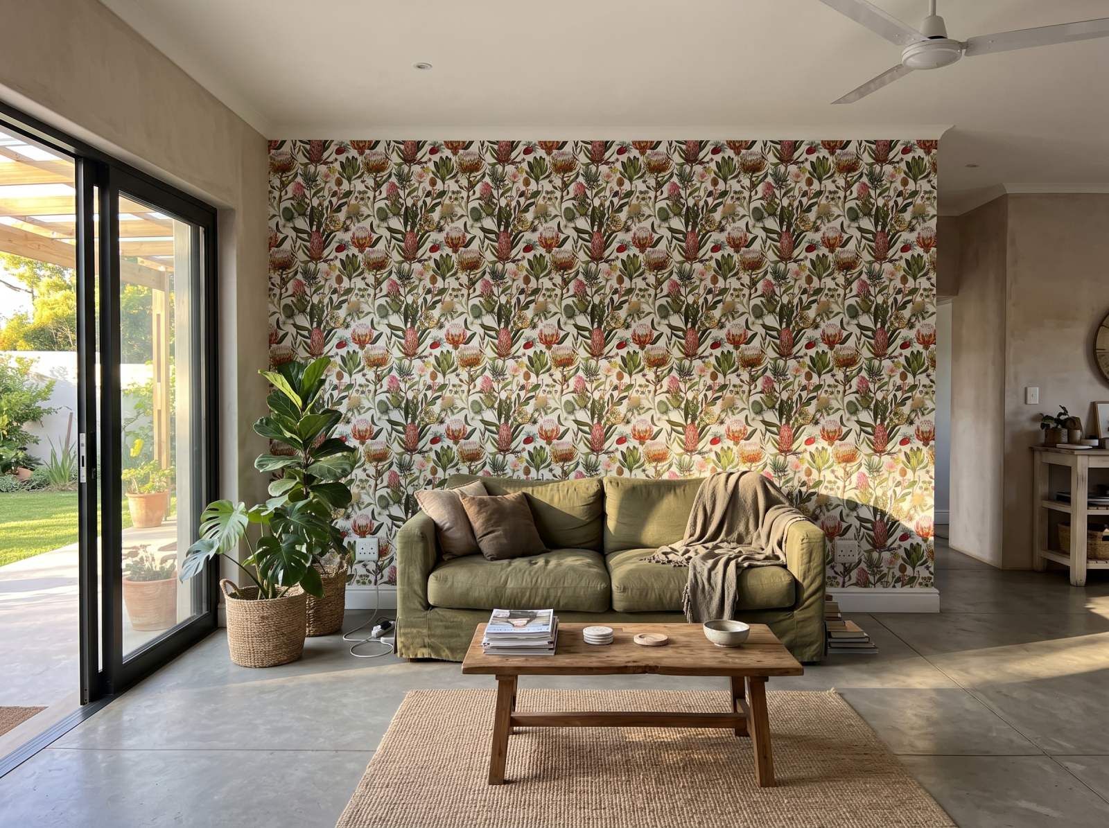 Fynbos in Detail Wallpaper 1 Wallpaper and Wall Murals South Africa Fynbos in Detail Wallpaper shown in a living room