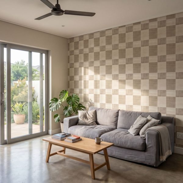 Grasscloth Quilt Wallpaper