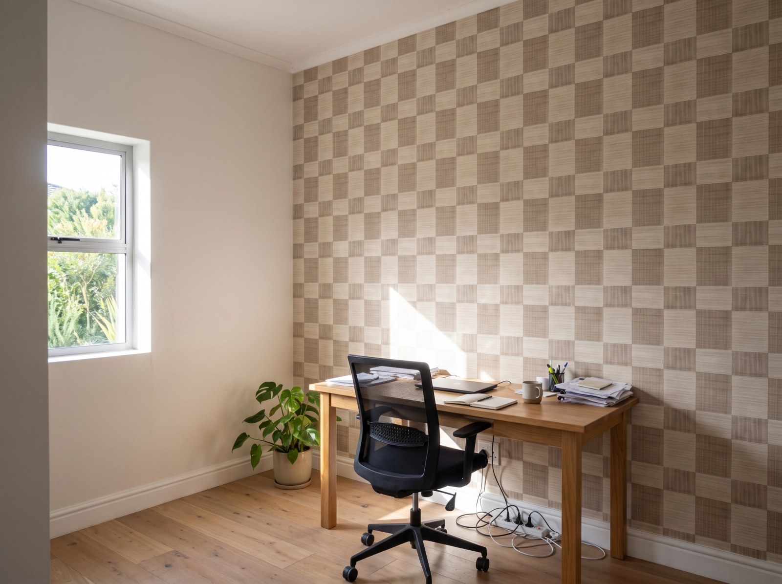Grasscloth Quilt Wallpaper 3 Wallpaper and Wall Murals South Africa Grasscloth Quilt Wallpaper shown in a home office