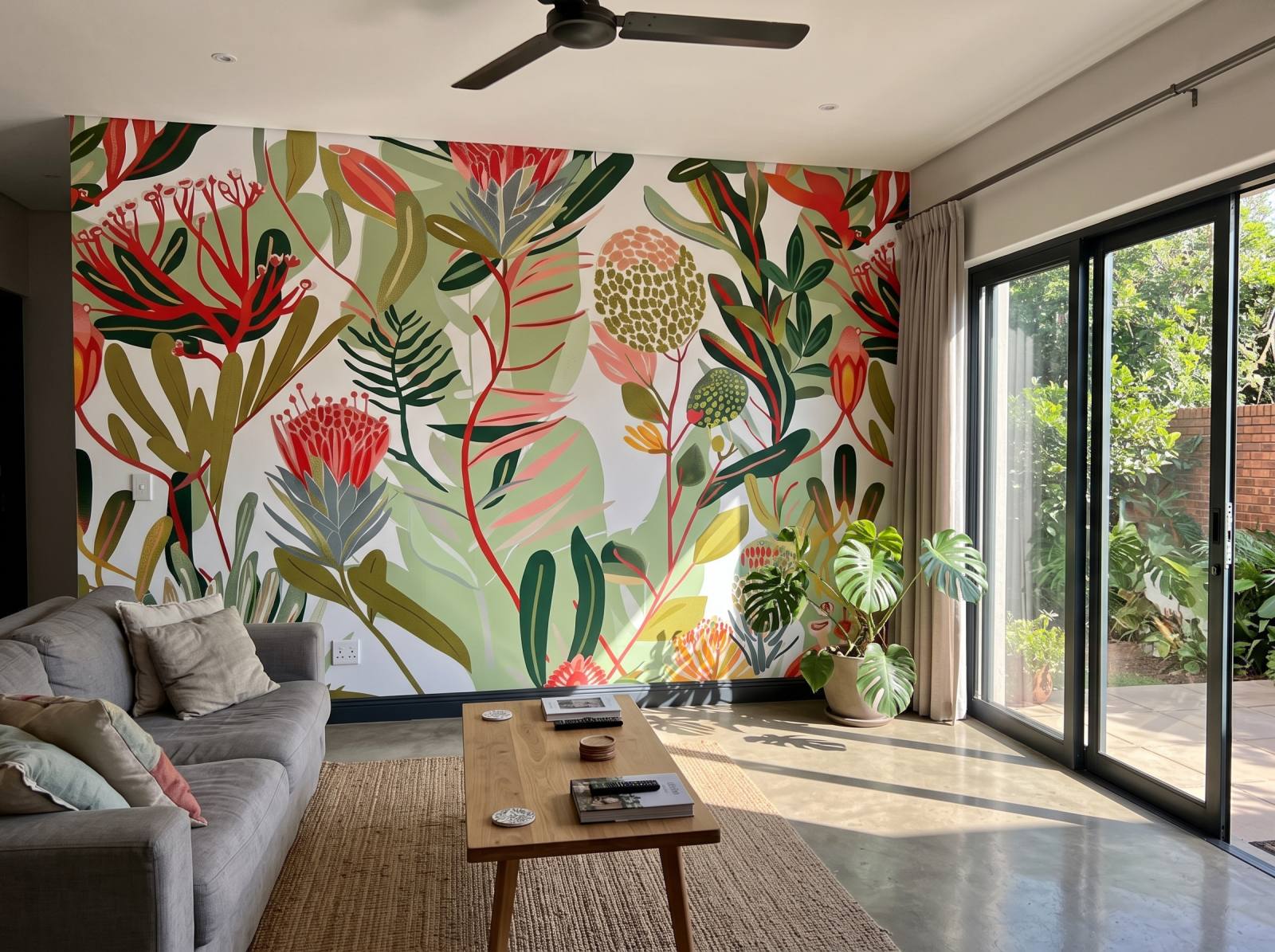 Mural Fynbos in Bloom 1 Wallpaper and Wall Murals South Africa Mural Fynbos in Bloom shown in a living room