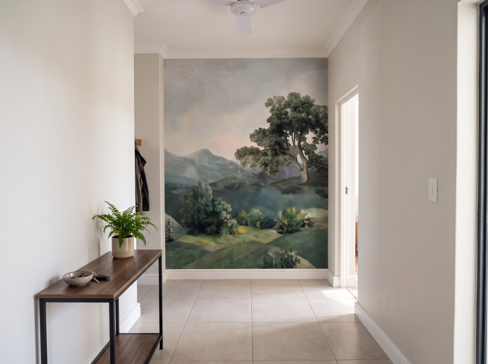 Tree Atop a Hill in Oil Mural 3 Wallpaper and Wall Murals South Africa Tree Atop a Hill in Oil Mural shown in a bedroom