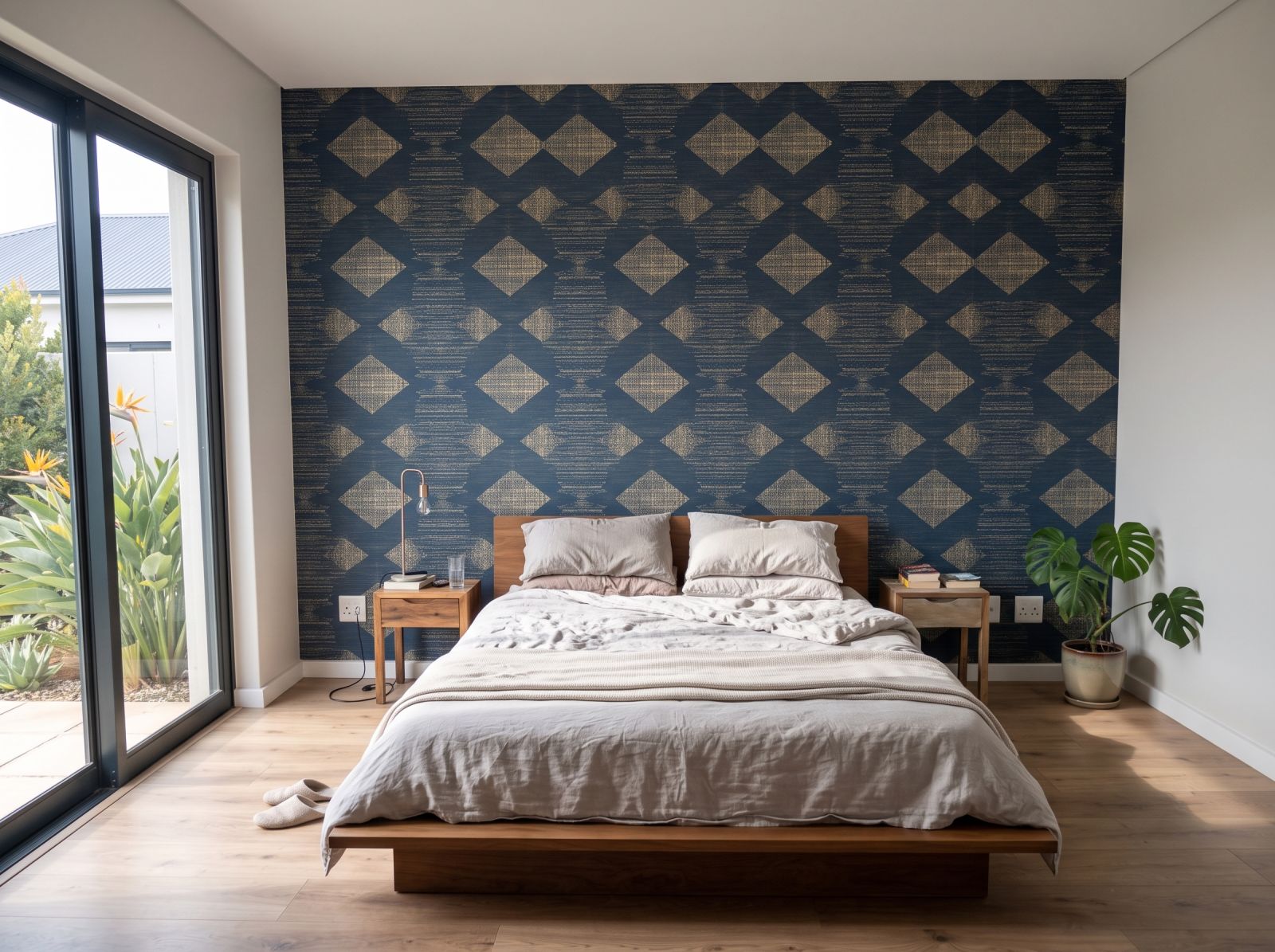 Woven Dissolve in Teal Wallpaper 3 Wallpaper and Wall Murals South Africa Woven Dissolve in Teal Wallpaper shown in a bedroom