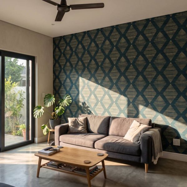 Woven Diamonds in Teal Wallpaper