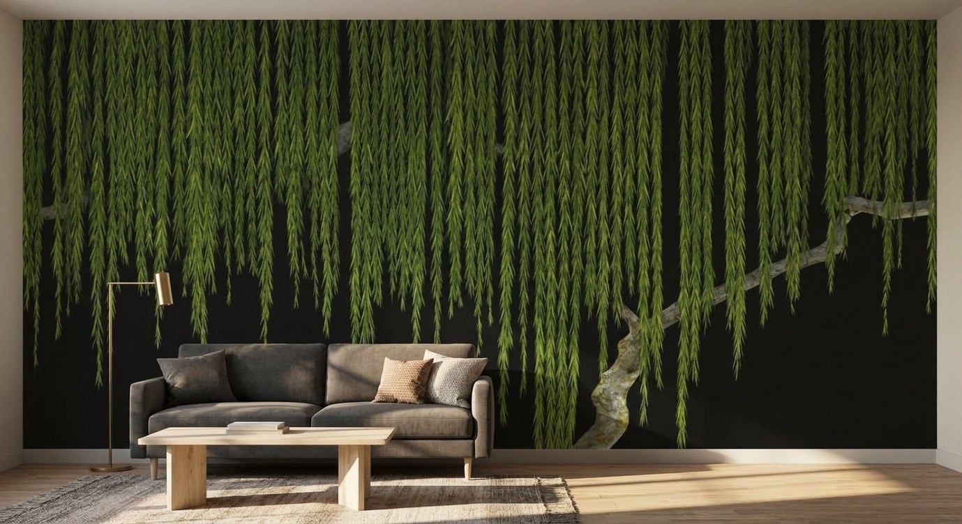 Midnight Willow 1 Wallpaper and Wall Murals South Africa Midnight Willow shown in a living room