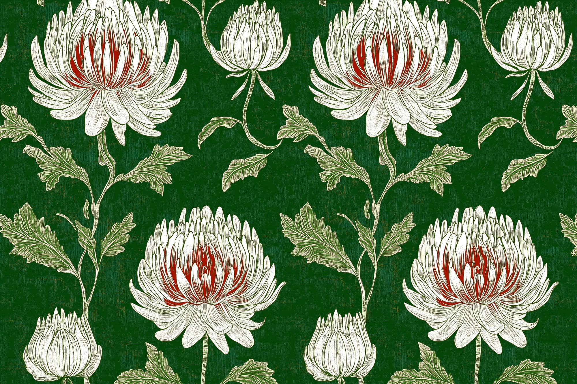 Emerald Petal Mural 2 Wallpaper and Wall Murals South Africa Emerald Petal Mural, chrysanthemum flowers in green and white mural - WallpaperOnline