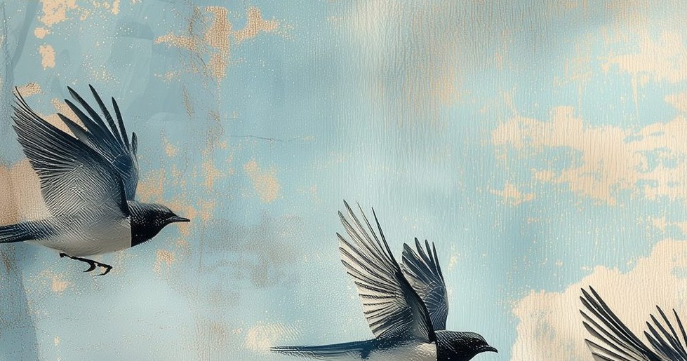Ethereal Swallow Flight Mural 4 Wallpaper and Wall Murals South Africa Ethereal Swallow Flight Mural close-up showing texture and colour