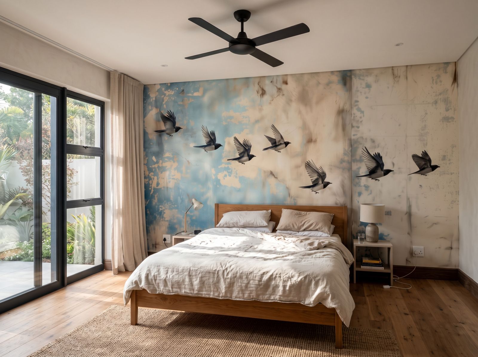 Ethereal Swallow Flight Mural 1 Wallpaper and Wall Murals South Africa Ethereal Swallow Flight Mural shown in a living room