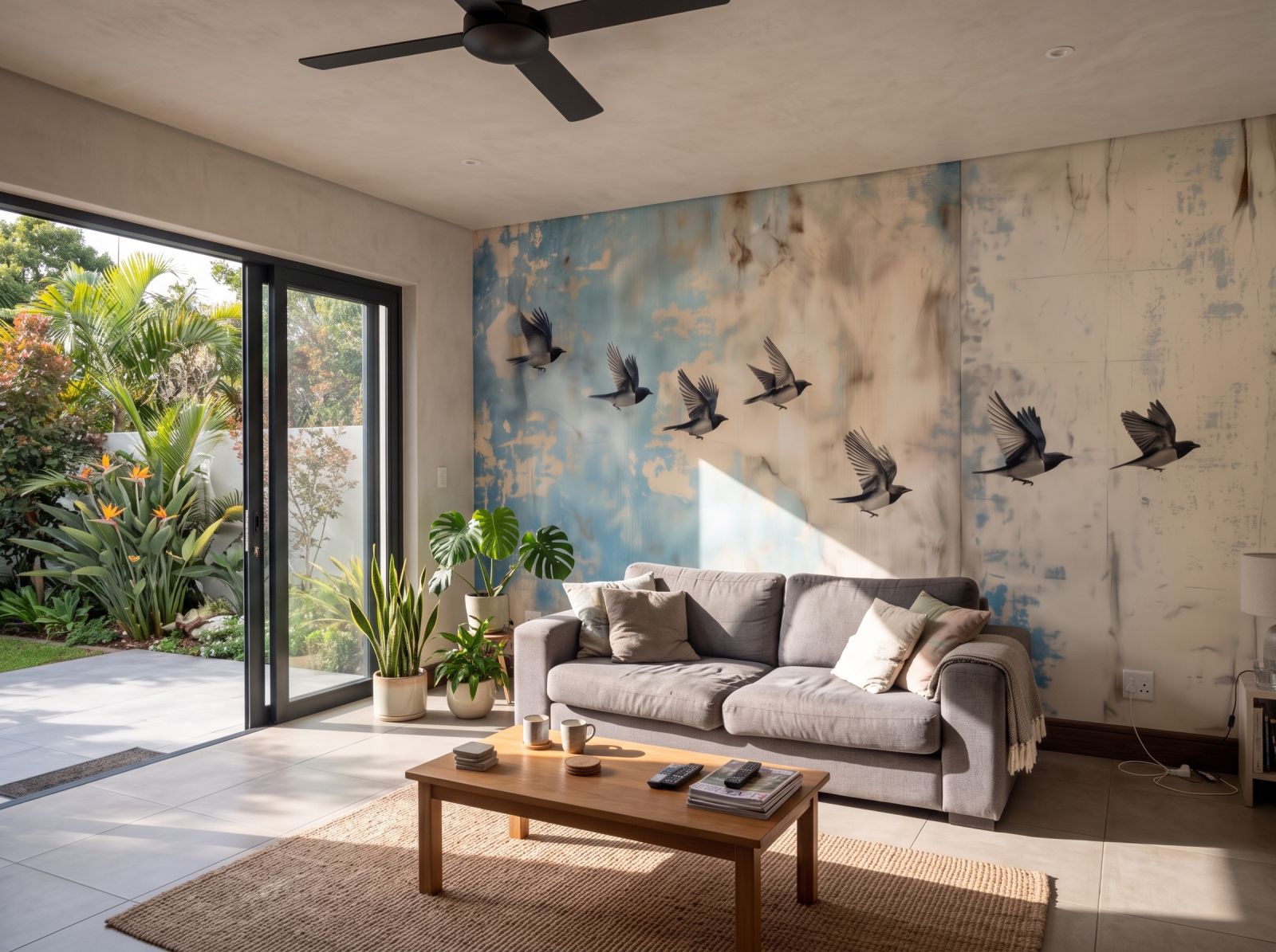 Ethereal Swallow Flight Mural 3 Wallpaper and Wall Murals South Africa Ethereal Swallow Flight Mural shown in a bedroom