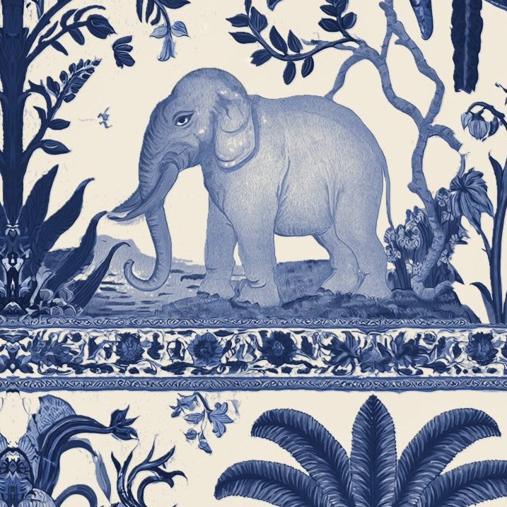 Delft Blue Elephants 4 Wallpaper and Wall Murals South Africa Delft Blue Elephants close-up showing texture and colour