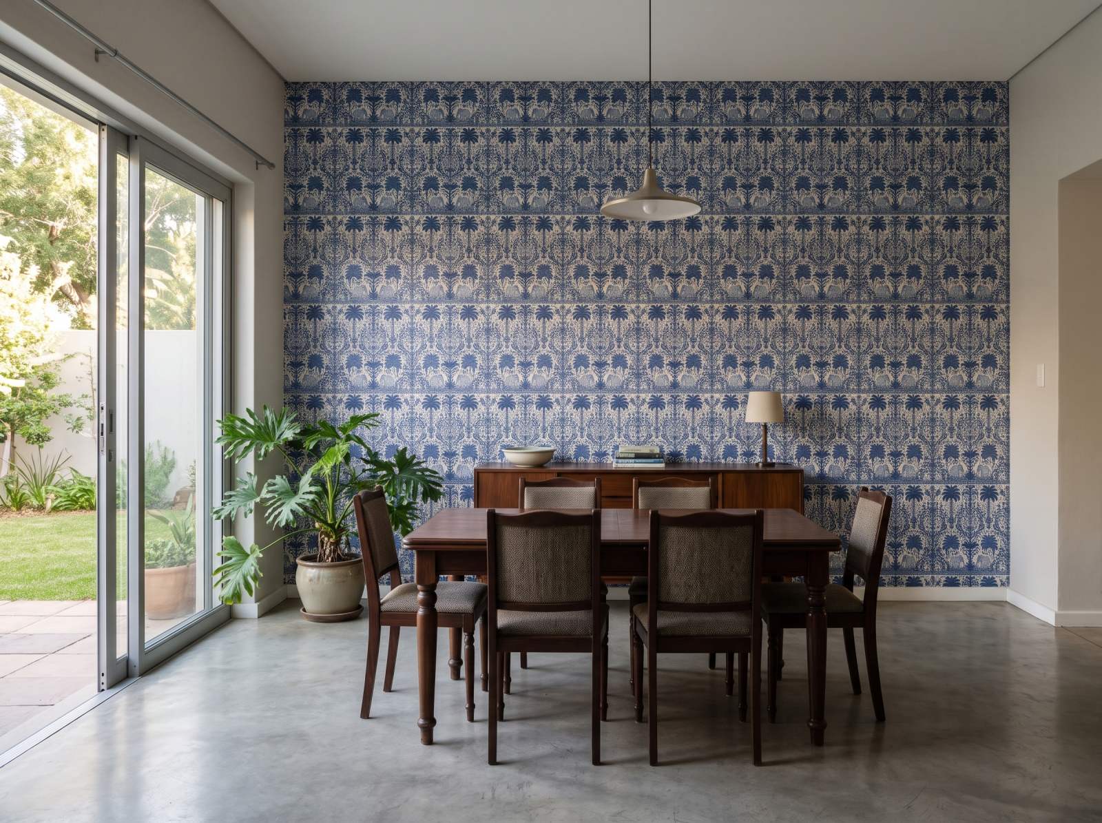 Delft Blue Elephants 1 Wallpaper and Wall Murals South Africa Delft Blue Elephants shown in a dining room