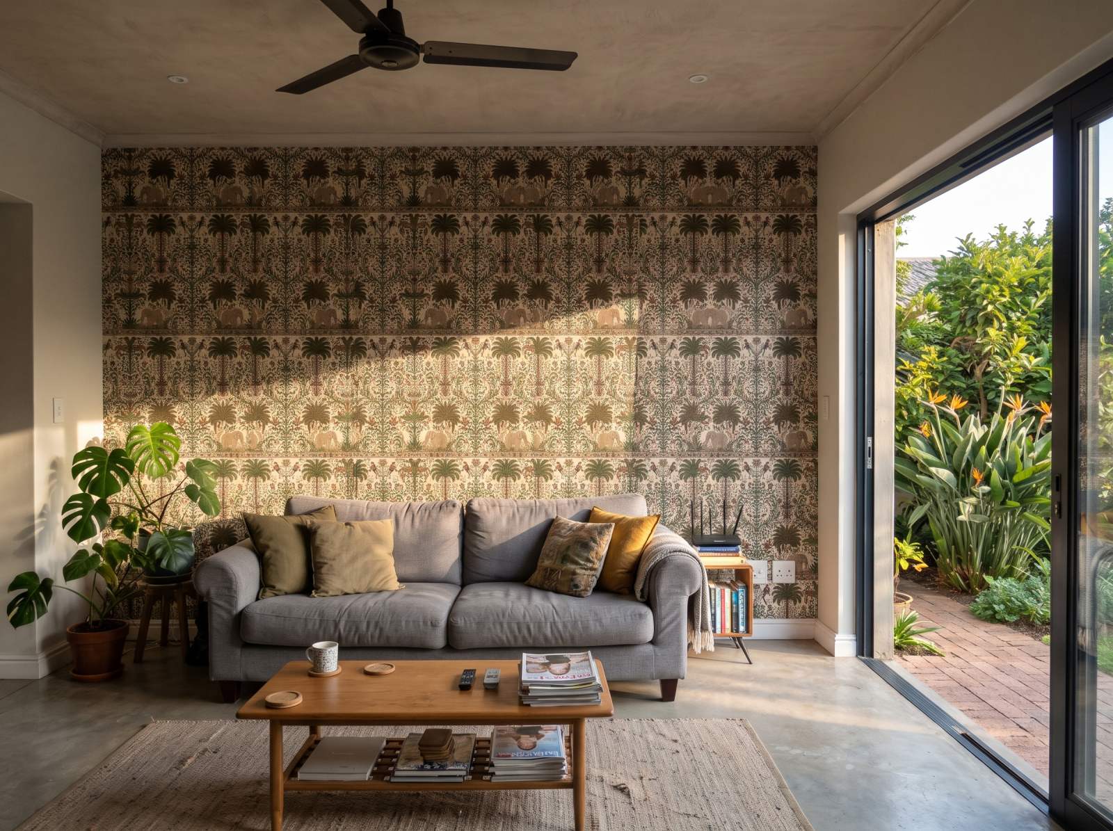 Elephant Garden Procession 1 Wallpaper and Wall Murals South Africa Elephant Garden Procession shown in a living room