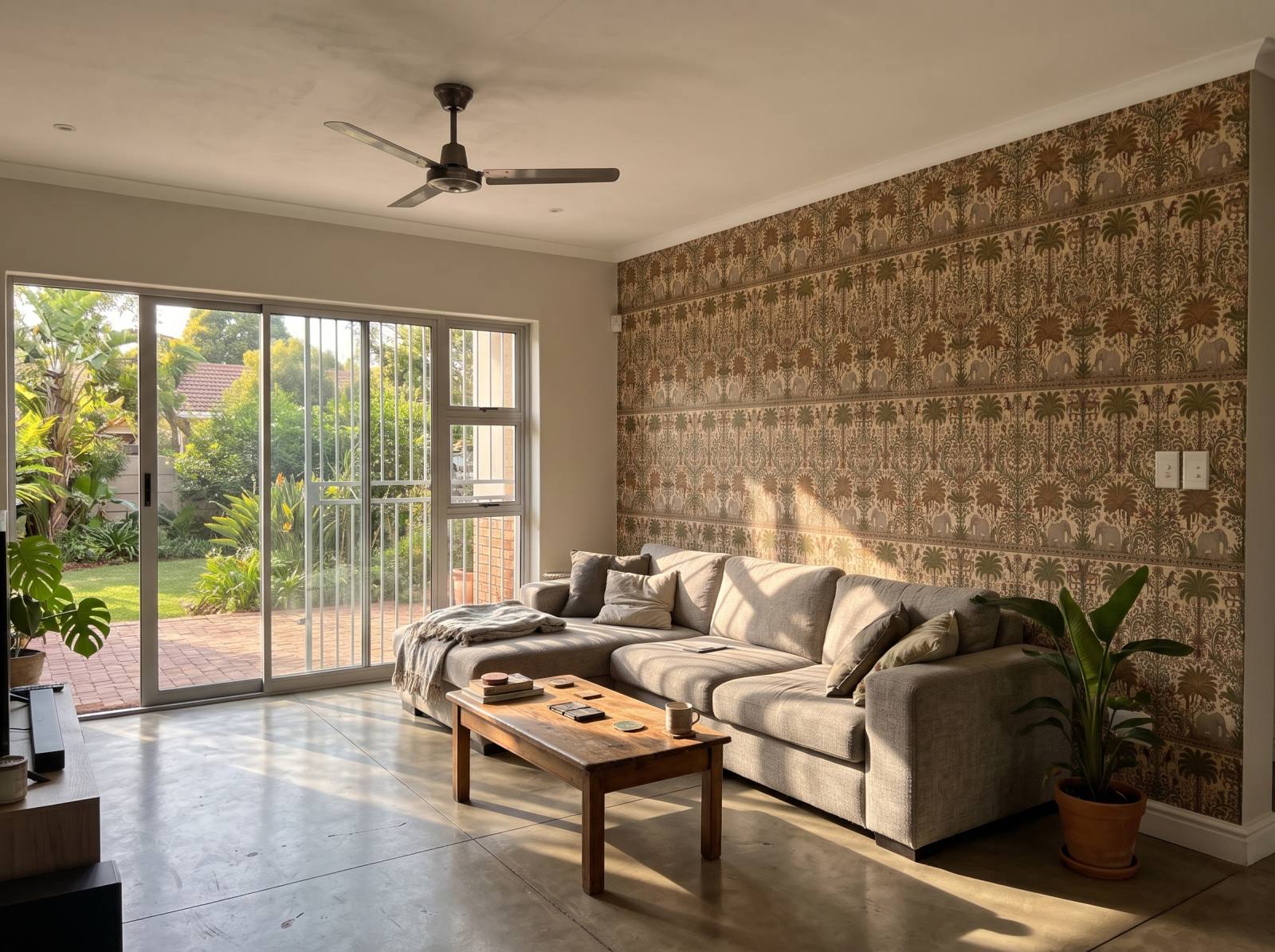 Elephants Under the Palms 1 Wallpaper and Wall Murals South Africa Elephants Under the Palms shown in a living room