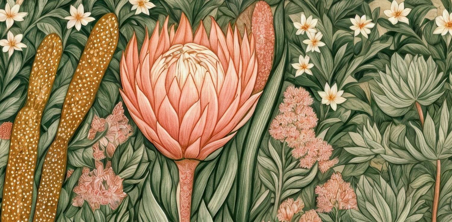 Fynbos Garden Mural 5 Wallpaper and Wall Murals South Africa Fynbos Garden Mural close-up showing texture and colour