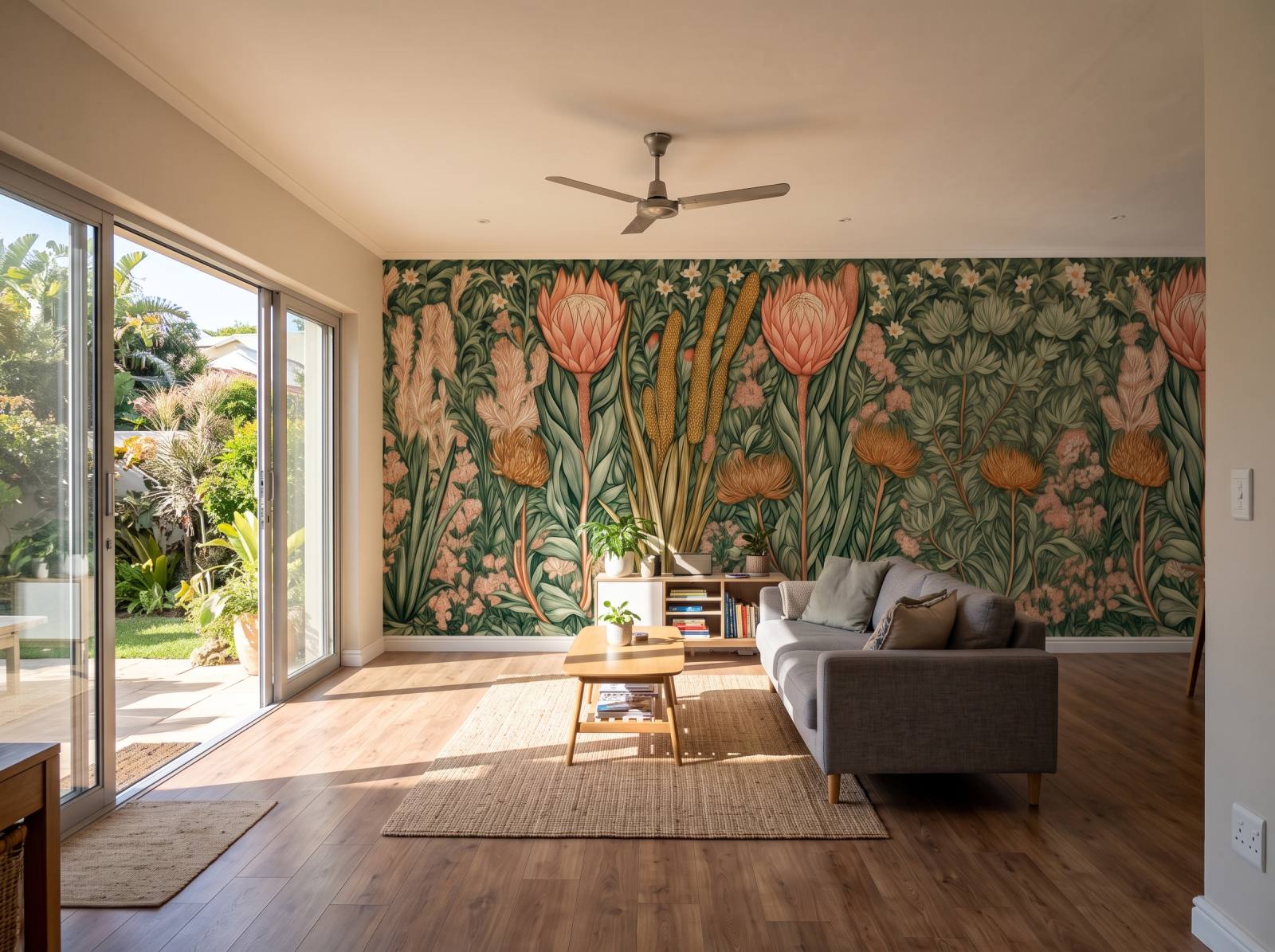 Fynbos Garden Mural 1 Wallpaper and Wall Murals South Africa Fynbos Garden Mural shown in a living room