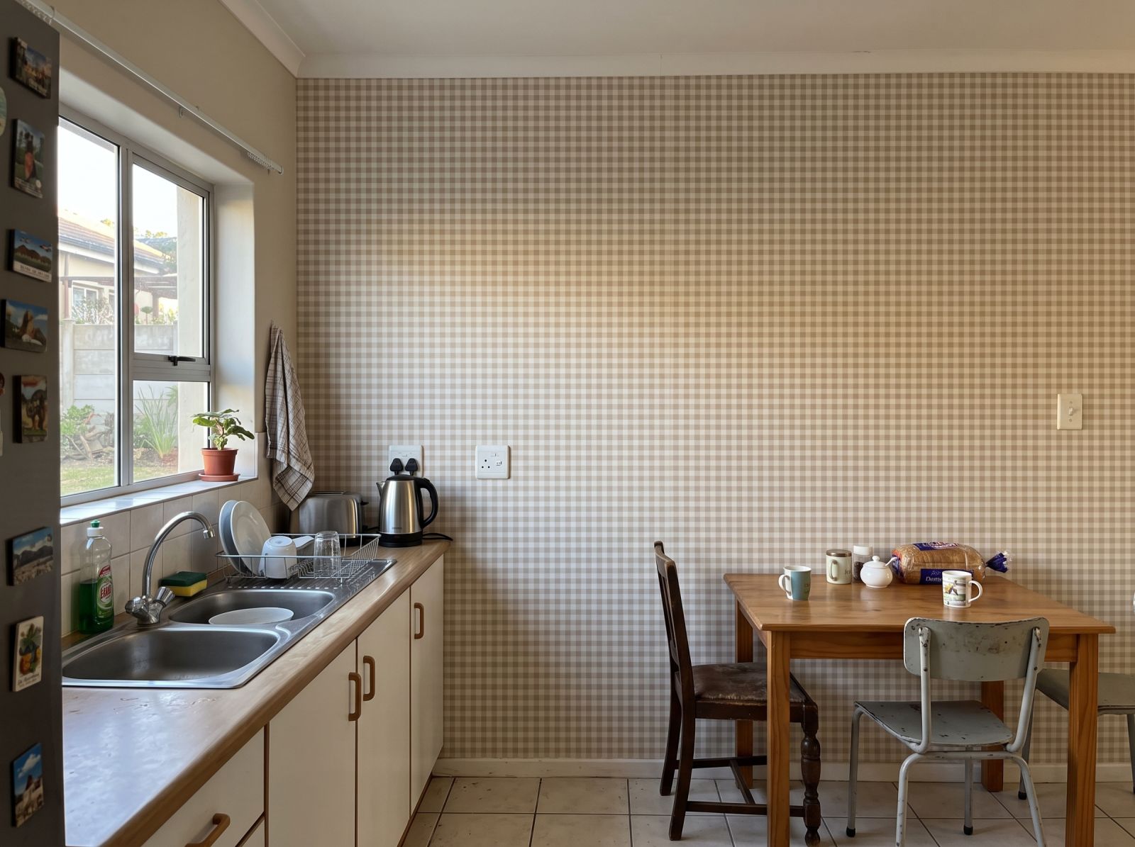 Holly Gingham Stone 1 Wallpaper and Wall Murals South Africa Holly Gingham Stone shown in a kitchen