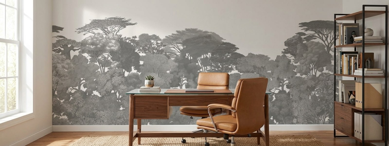 Bushveld Charcoal Treeline 1 Wallpaper and Wall Murals South Africa Bushveld Treeline shown in a bedroom