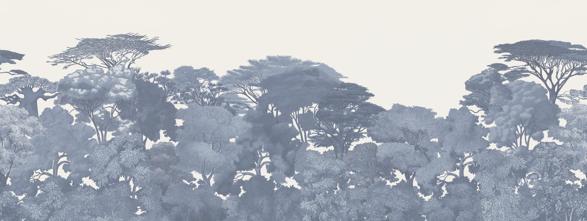 Delft Treeline 4 Wallpaper and Wall Murals South Africa Delft Treeline, silhouetted treeline in blue-grey and cream mural - WallpaperOnline