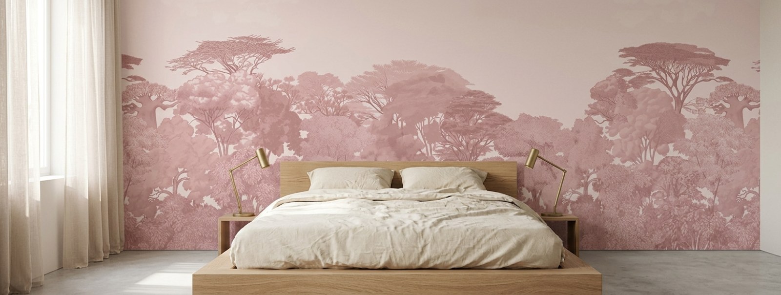 Blush Savanna Treeline 1 Wallpaper and Wall Murals South Africa Blush Savanna Treeline shown in a living room