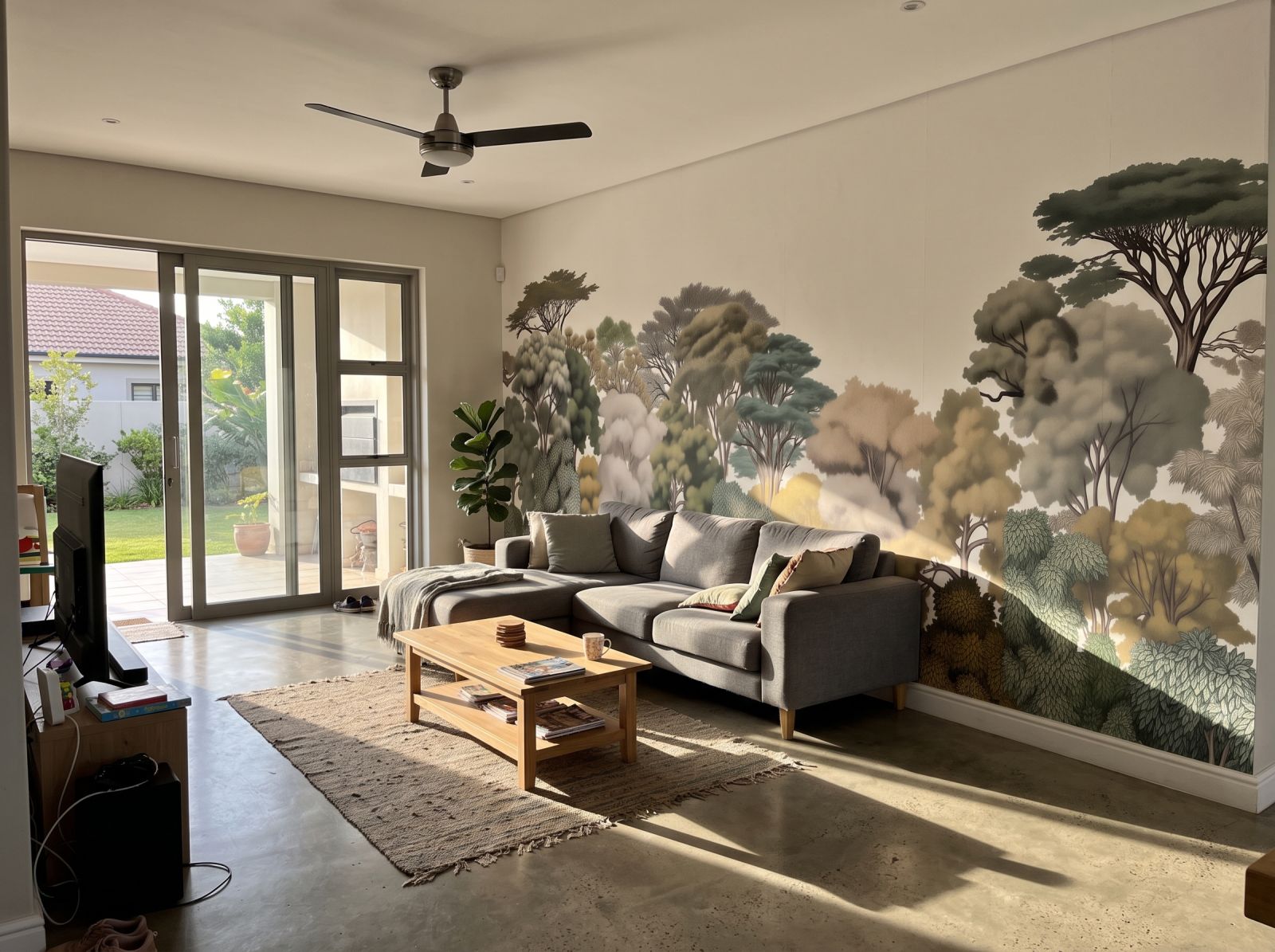 Kruger Treeline Mural Soft Colour 1 Wallpaper and Wall Murals South Africa Kruger Treeline Mural Soft Colour shown in a living room