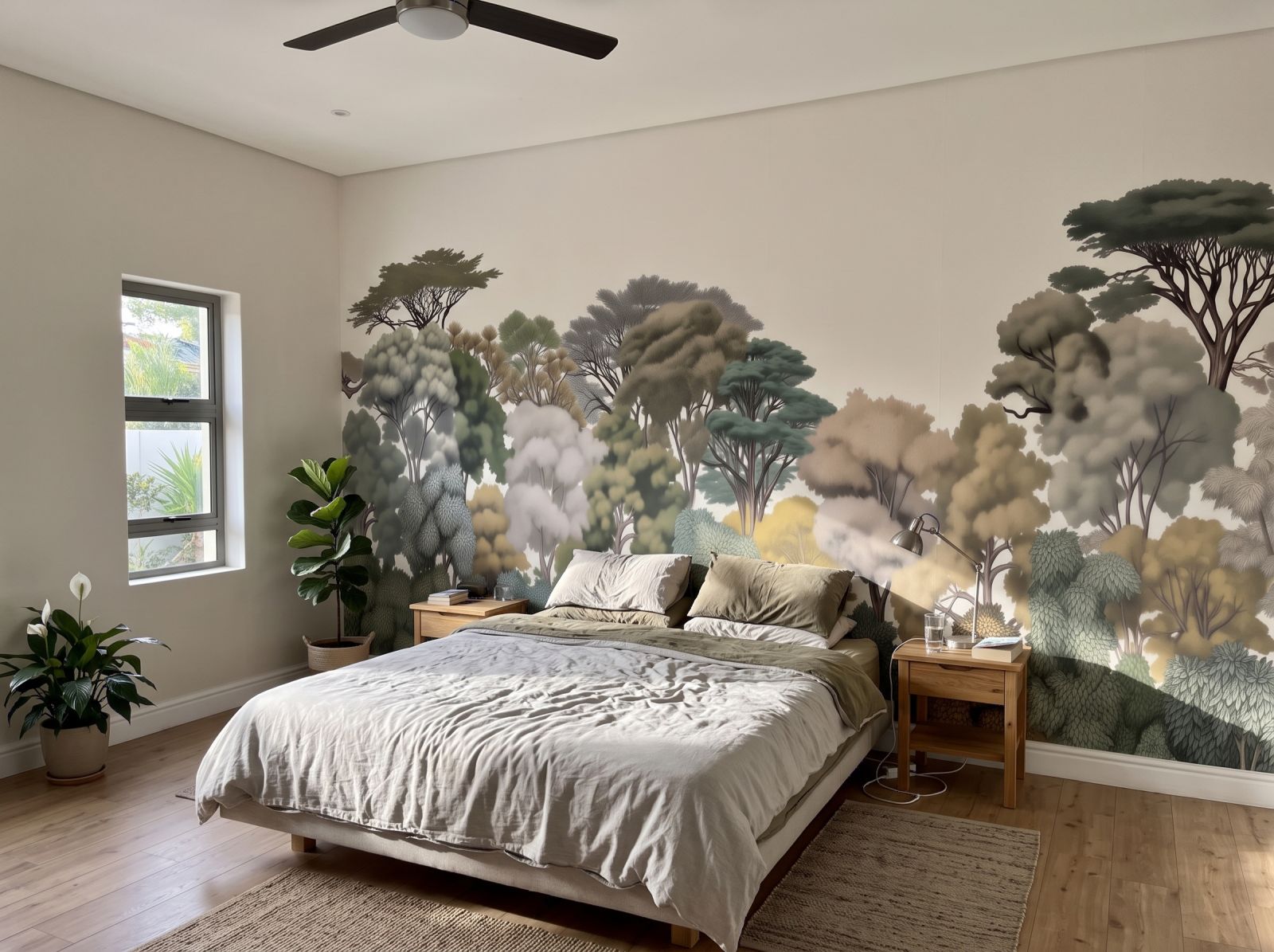 Kruger Treeline Mural Soft Colour 3 Wallpaper and Wall Murals South Africa Kruger Treeline Mural Soft Colour shown in a bedroom